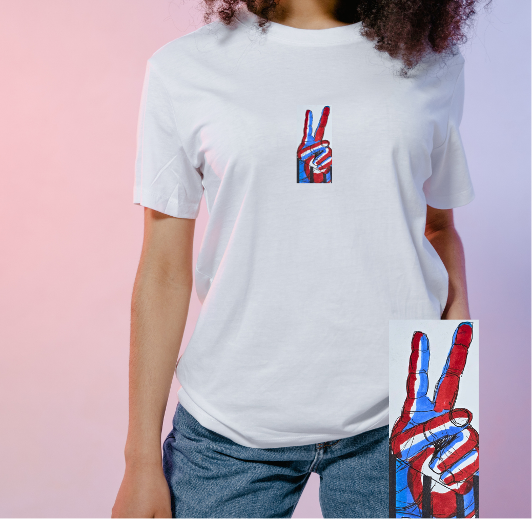 Lady -White tee - peace.png