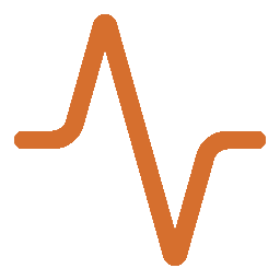 A stylized line graph resembling a heart rate monitor or electrocardiogram showing peaks and valleys.