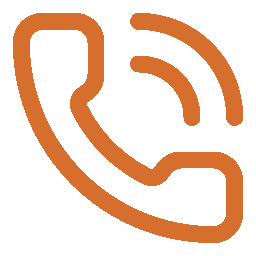 Outline of a telephone receiver in orange.