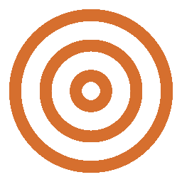 Orange and black concentric circles on white background