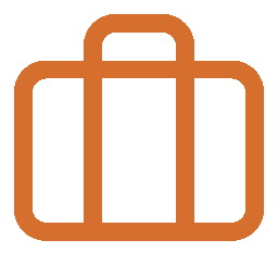 Outline of a brown suitcase or carry-on luggage with handle