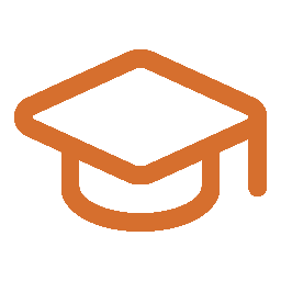 Outline of a graduation cap in orange color.