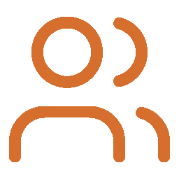 Minimalist icon of a person with a speech bubble near the head.