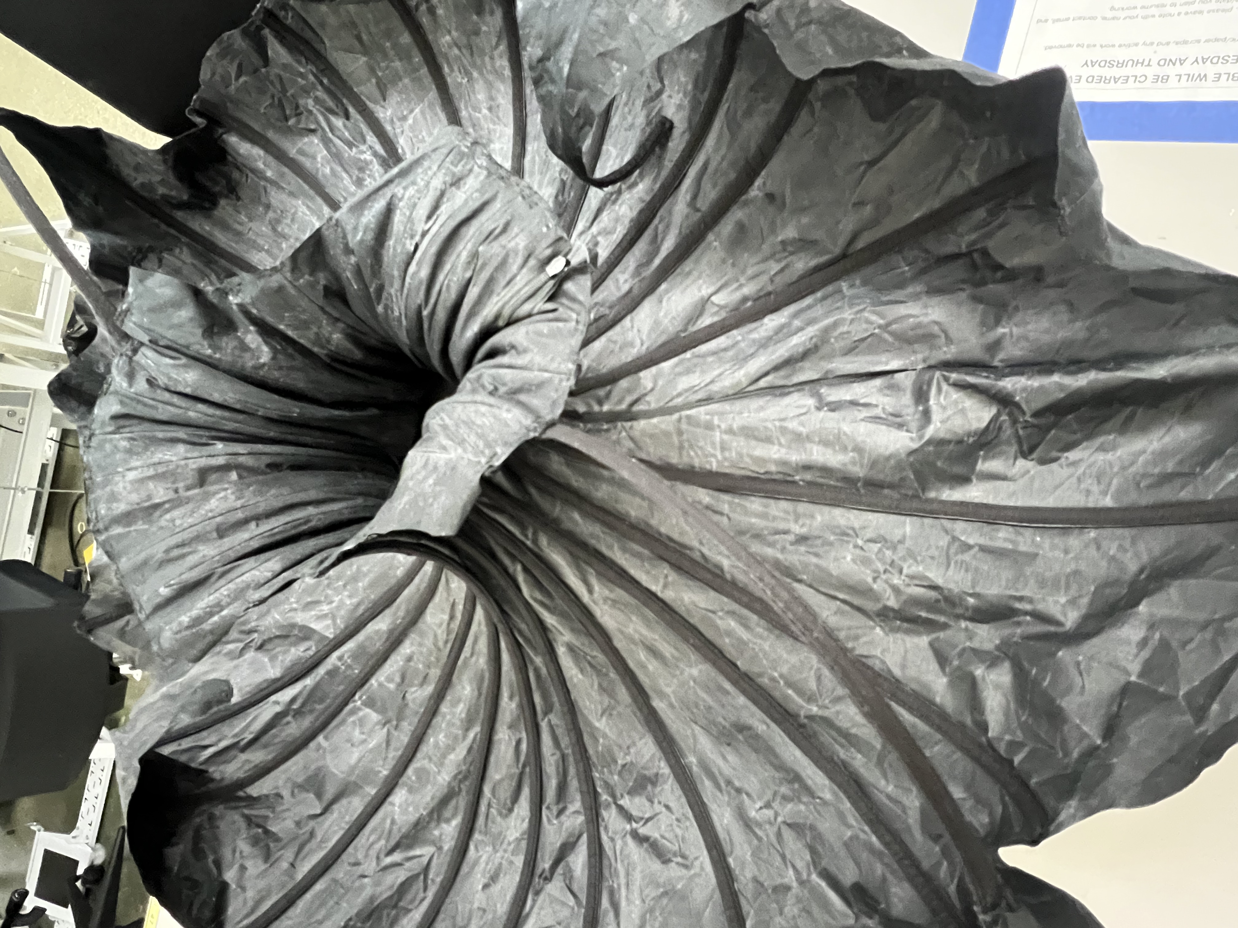 Paper glazed 100% cotton fabric, exposed encased boning for structure, with invisible zipper at center back.