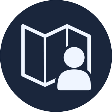 Icon of a person in front of a map or document.