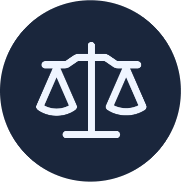 Icon of a balance scale, symbolizing justice or law.
