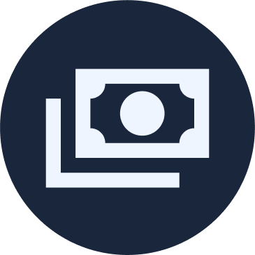 Icon of a dollar bill on a dark background.