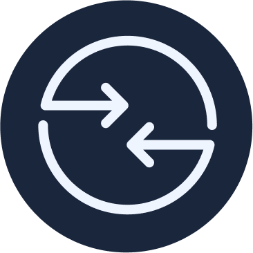 Cycle with two arrows forming a circle, indicating recycling or rotation.