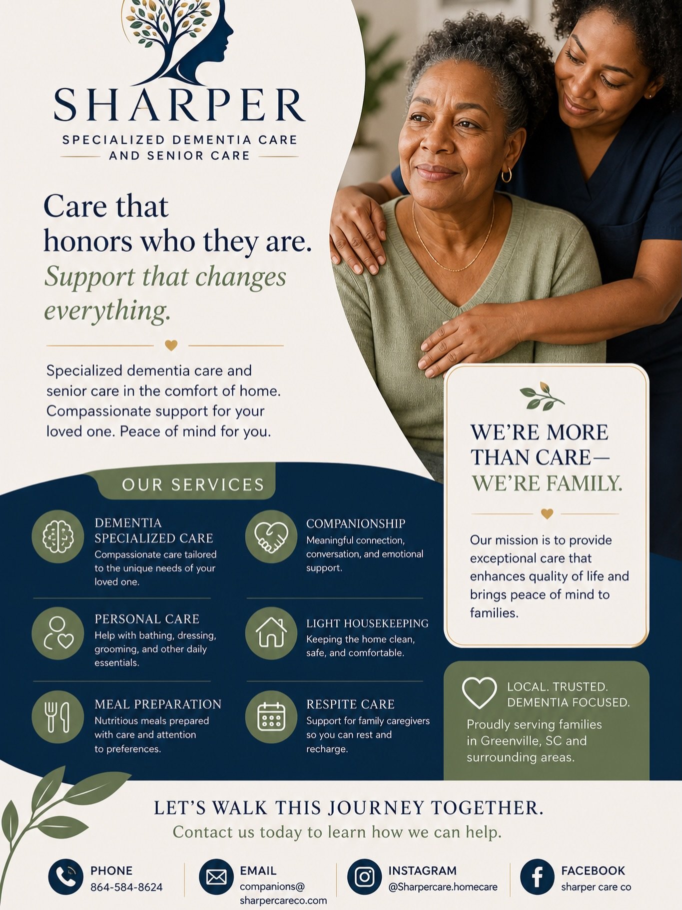 Care that honors who they are, not just what they need.

At Sharper Care Co, we focus on dignity, connection, and real support for families navigating dementia. This isn&rsquo;t just care, it&rsquo;s understanding, patience, and showing up the right 