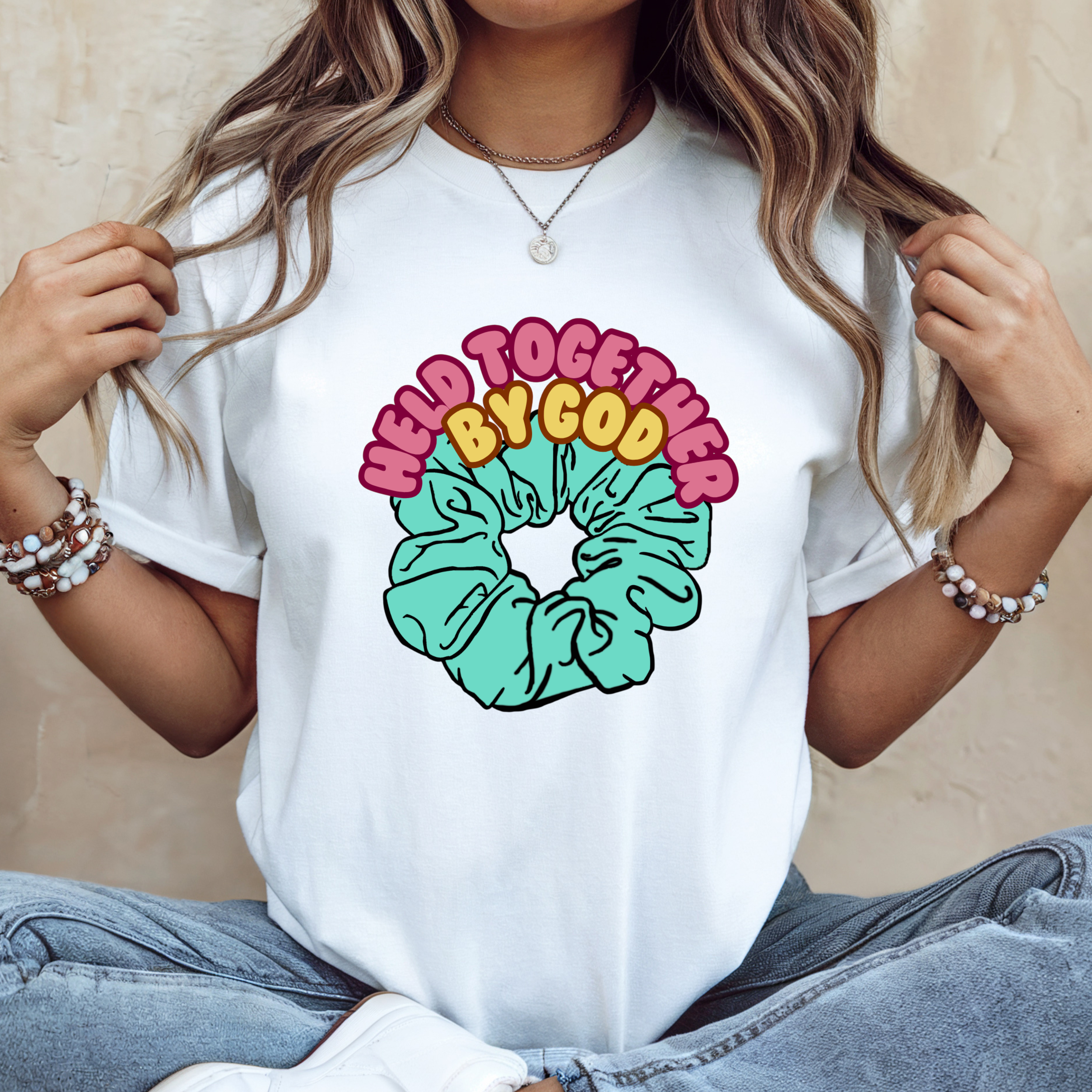 Held Together by God Scrunchie Retro Tshirt