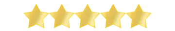 Five gold star-shaped balloons against a black background.