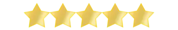 Five gold stars aligned in a row