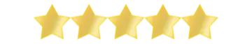 A five-star rating graphic with gold stars.