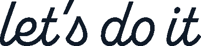Stylized text saying "let's do it" in dark blue on a light background.