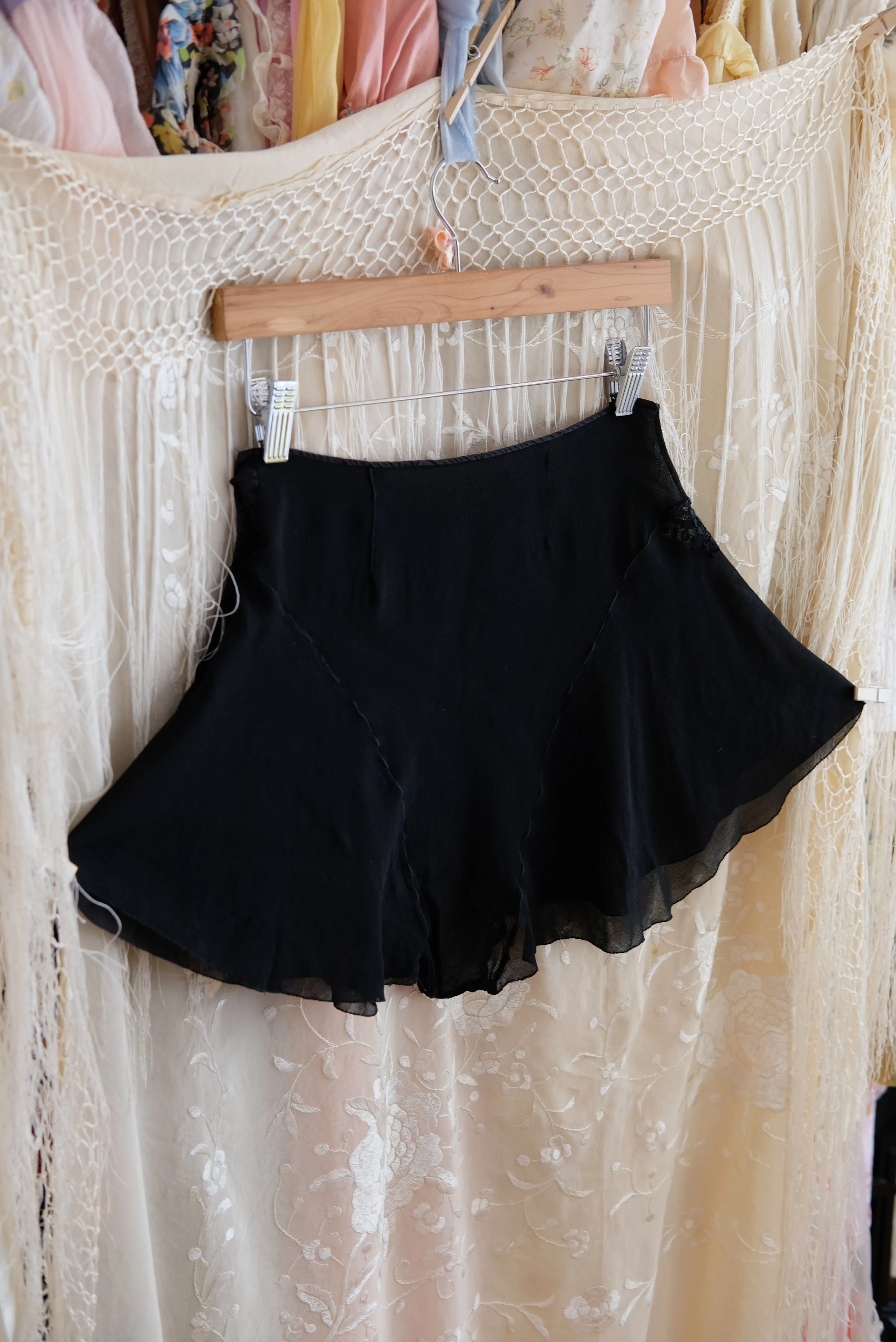 1920s Black Silk Chiffon Tap Pants