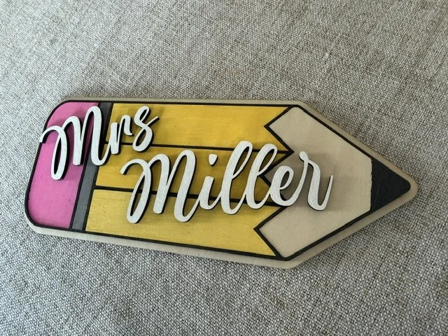 Personalized Wooden Pencil with Name Mrs. Miller