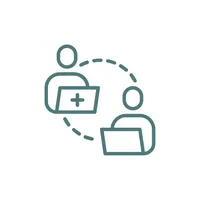 Icon of a healthcare professional communicating with a patient via a digital interface