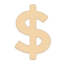 A large beige dollar sign symbol.