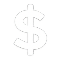 White dollar sign on a black background