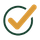 A symbol of an orange checkmark inside a open green circle.