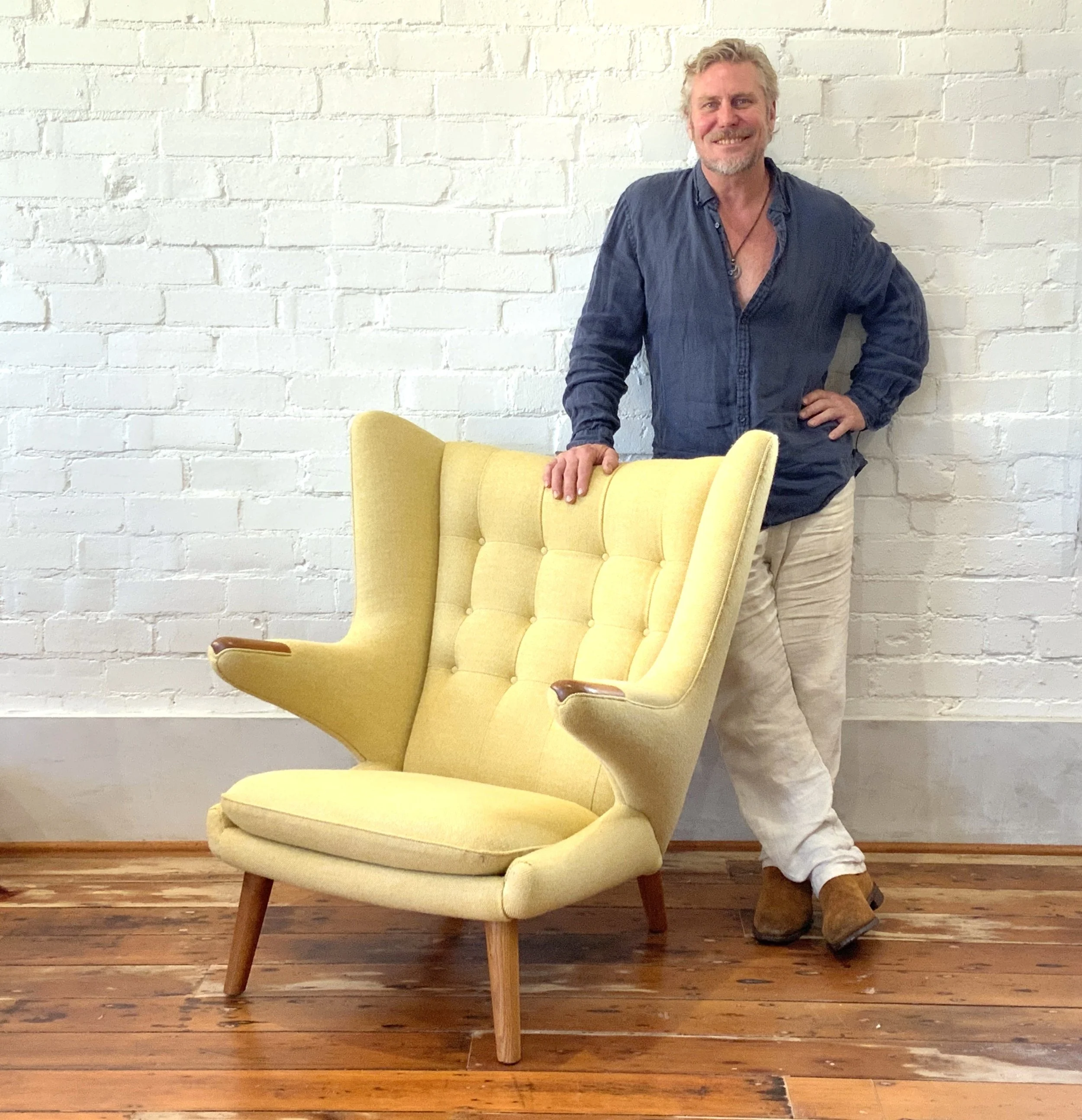 Dave Beeman of Vampt with Hans Wegner Papa Bear Chair.