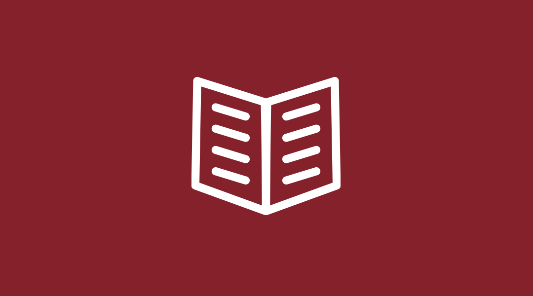 Icon of an open book on a dark red background