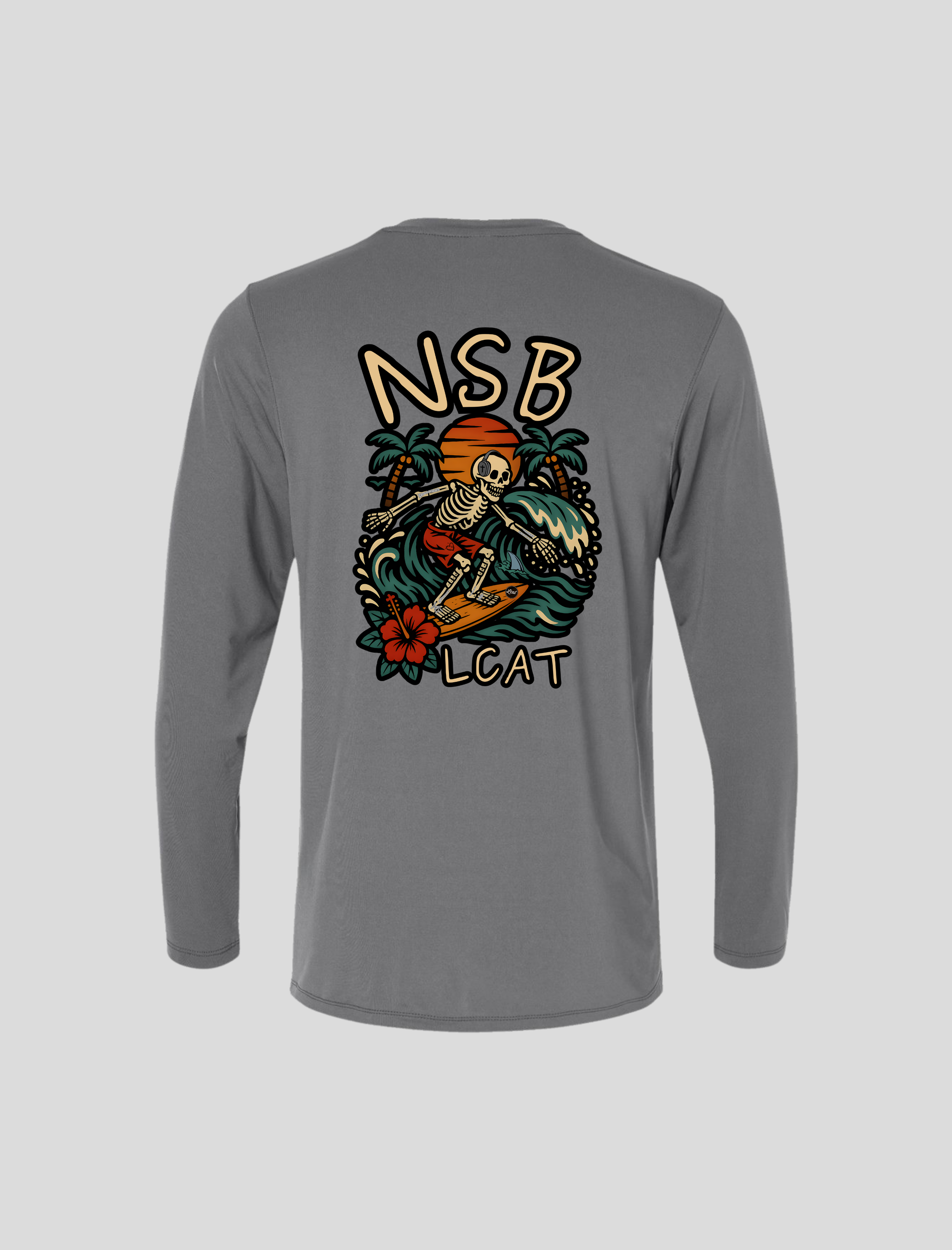 UPF50+ Skeleton Surfer Shirt Grey Back.png