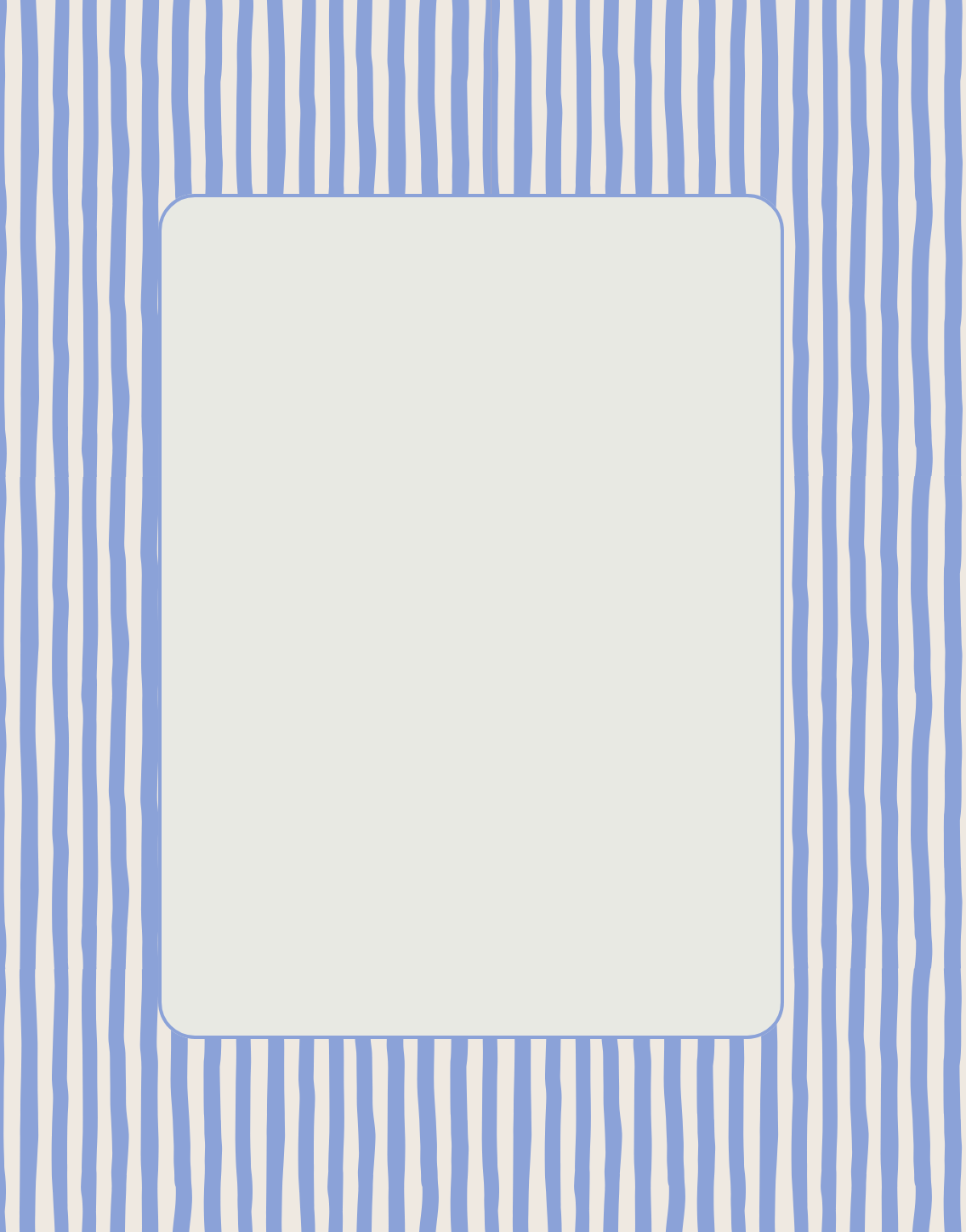 Blank note card with a blue and white striped border.