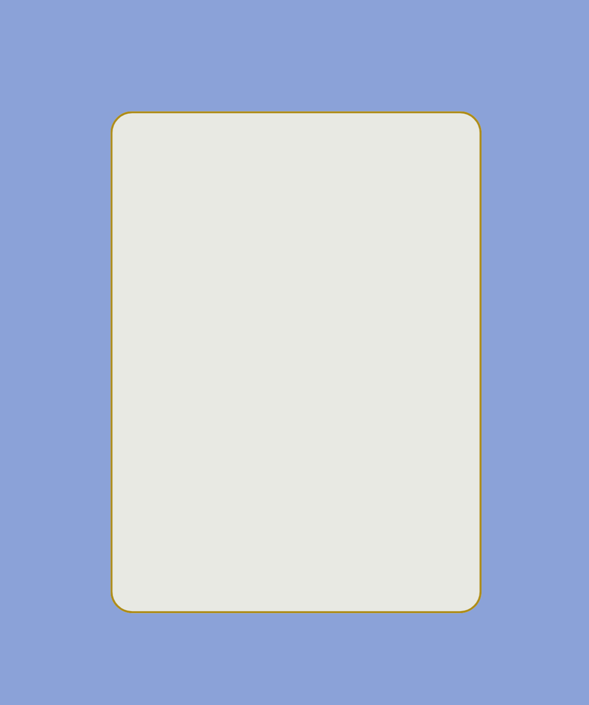 A blank card on a blue background.