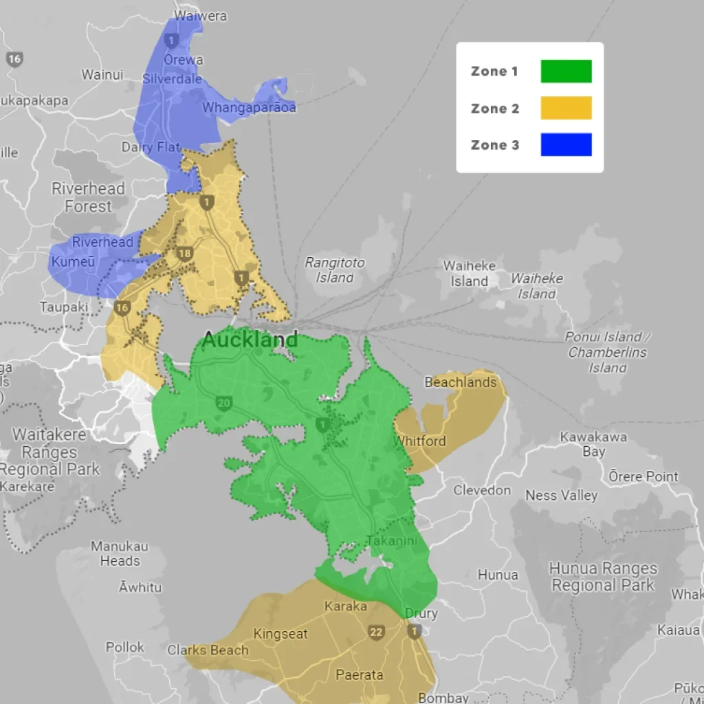 Auckland appliance servicing zones