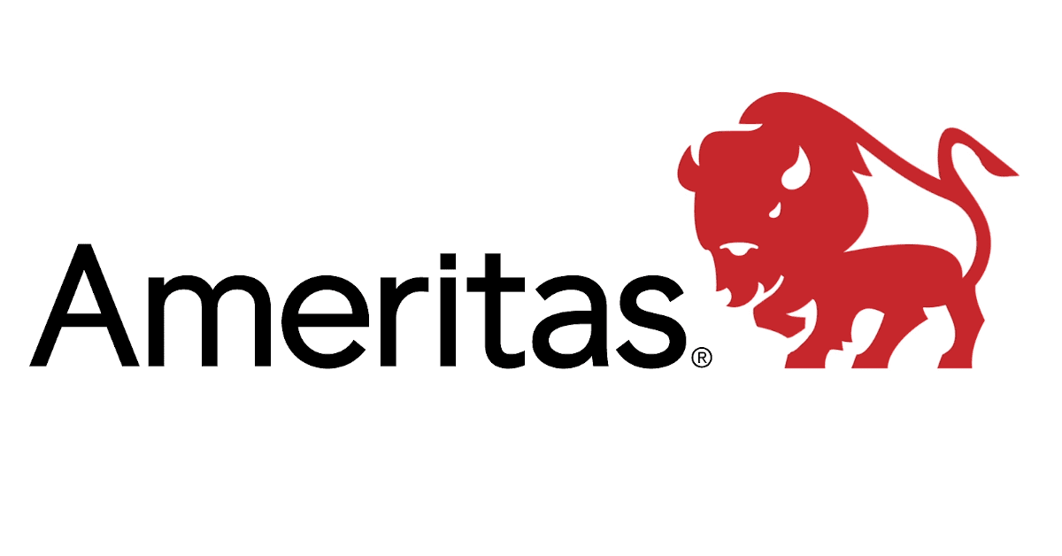 The image features the logo of Ameritas, with the name 'Ameritas' in black text and a red stylized lion head on the right side.