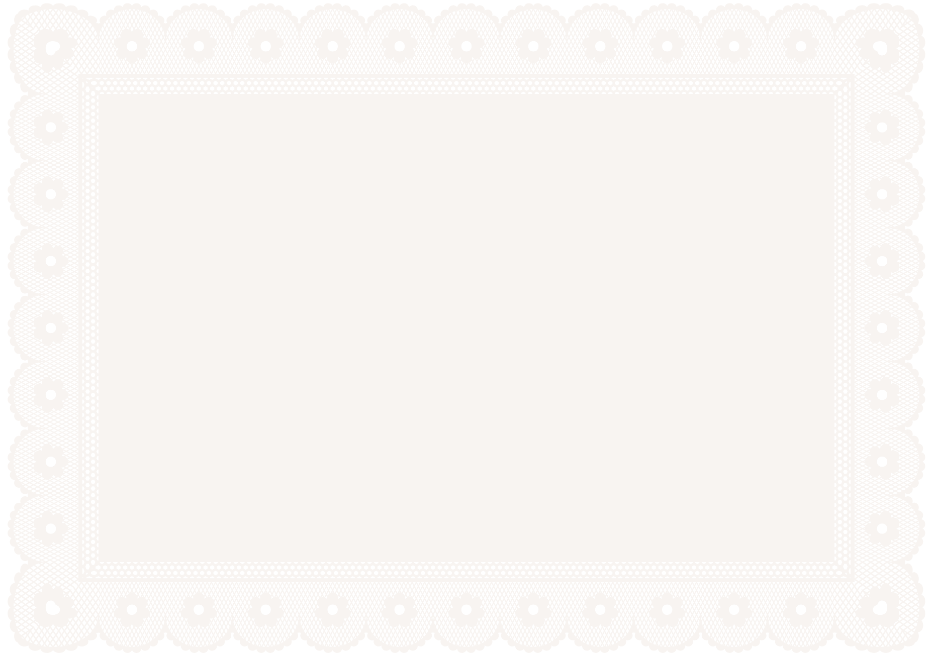A decorative lace border with floral and polka dot patterns surrounds a blank off-white rectangular space.