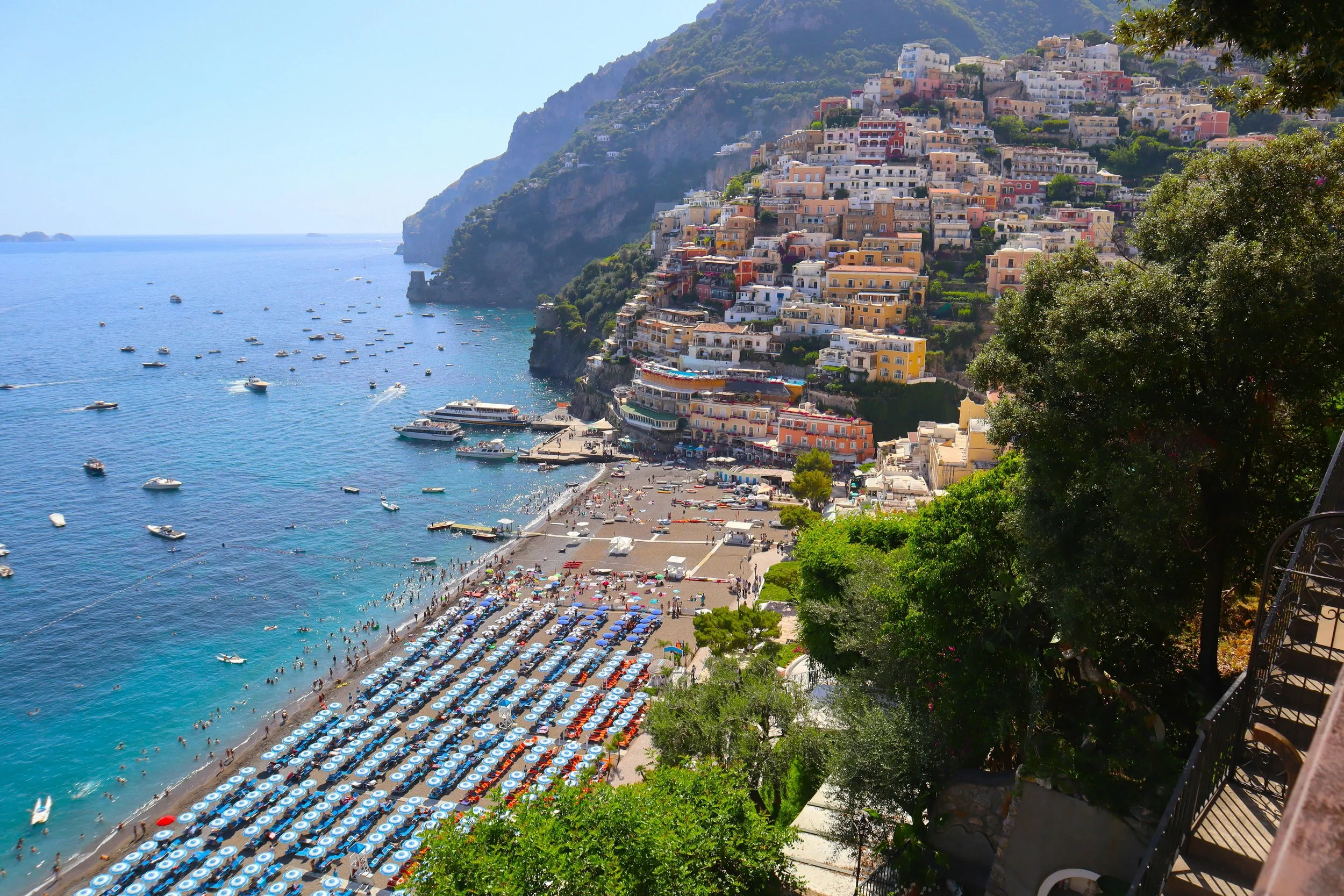 The beautiful Amalfi Coast of Italy and the famous beach clubs that everyone loves in the region.