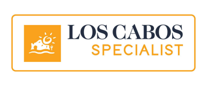 Logo for Los Cabos Specialist featuring a stylized sun, mountain, and water icon, with the text 'LOS CABOS SPECIALIST'. CC Concierge is a certified Los Cabos Specialist. We would love to book your Los Cabos vacation soon!