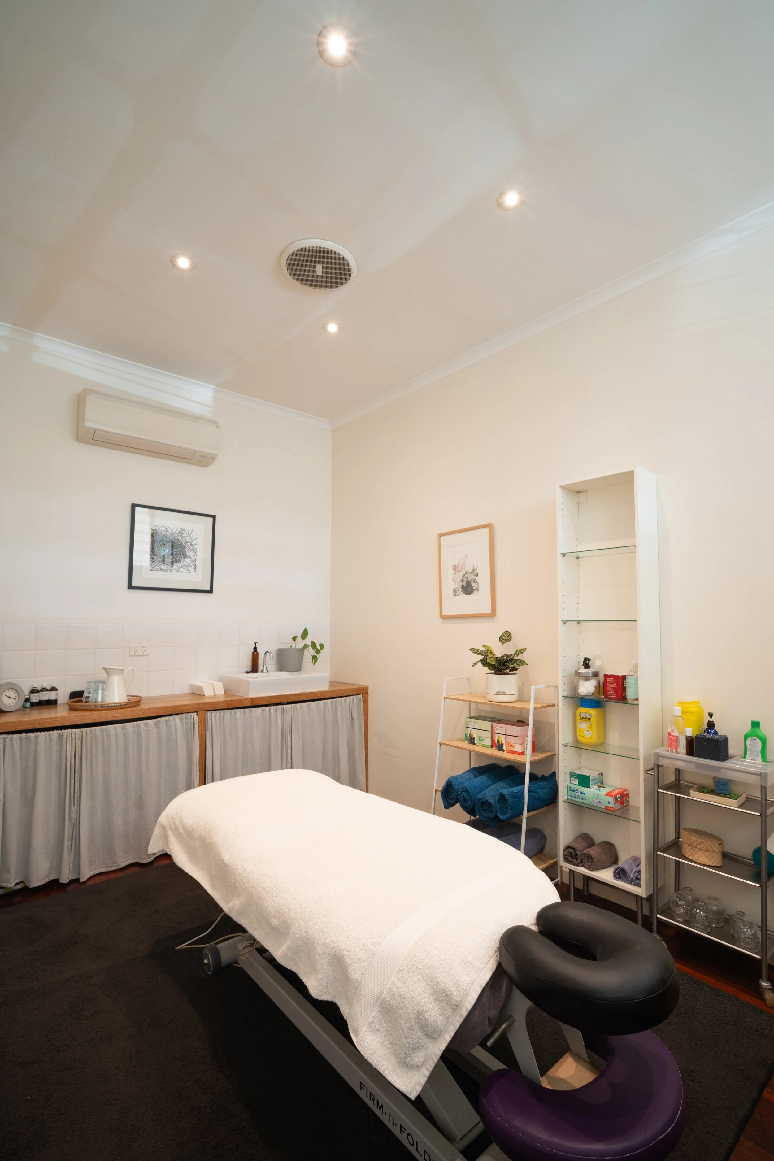Spacious treatment room with massage table at Four Seasons Wellness Centre Abbotsford Melbourne