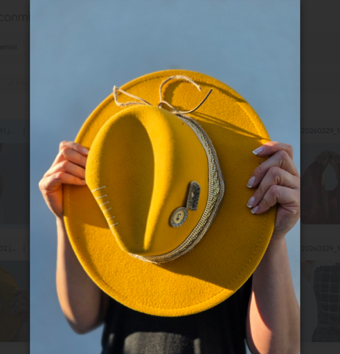 Yellow Velvet Hat with Fabric and Metal Accents
