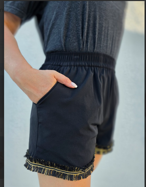 Black Shorts with Gold Trim