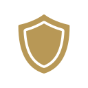 A beige shield icon with a black outline.