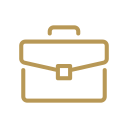 A briefcase with a handle and a clasp