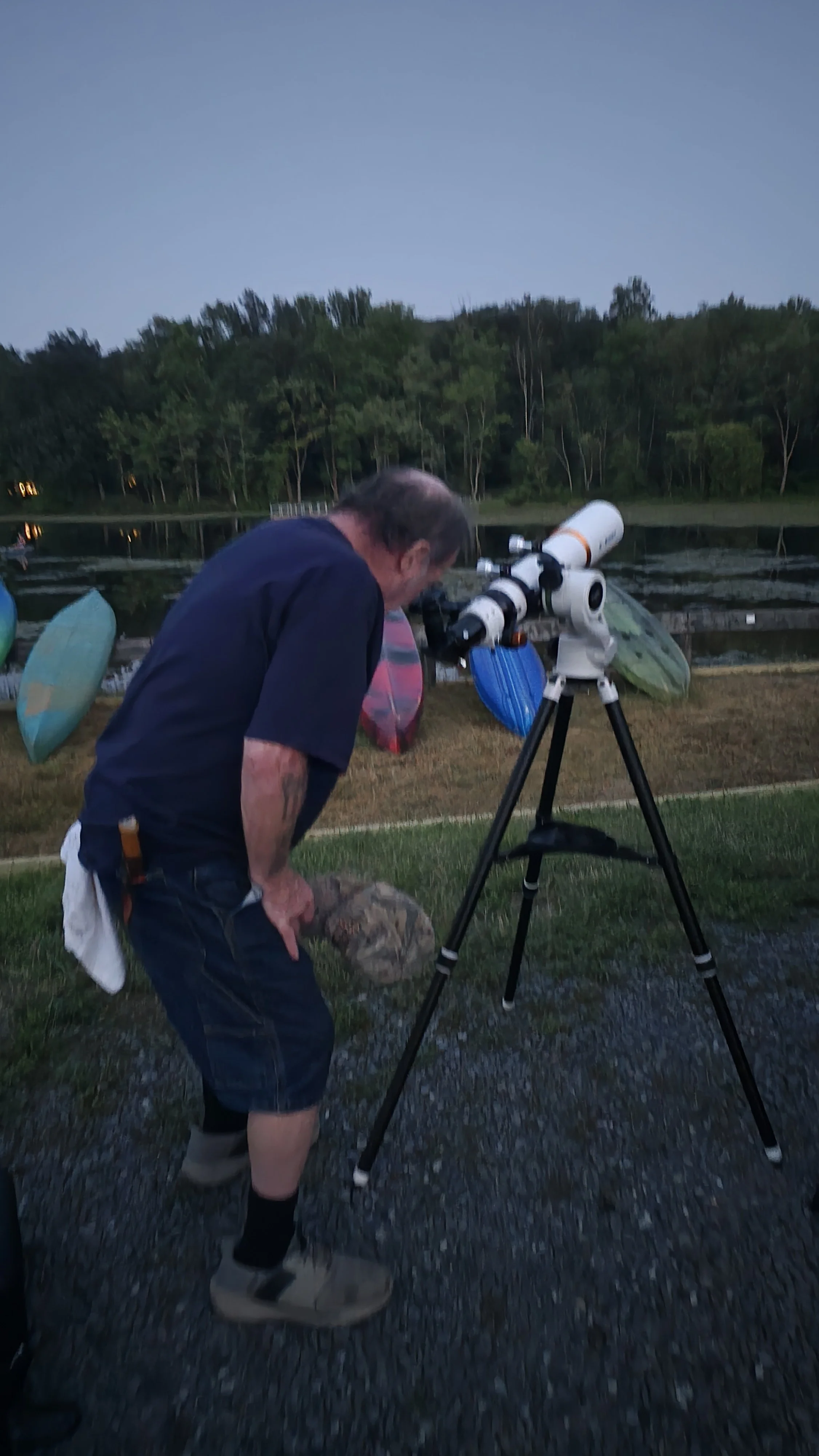 Dan checking out the moon at French Creek State Park on 7-25-26. He stayed to view star clusters and the Trifed Nebula as well
