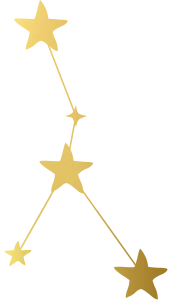 Golden constellation of stars connected by lines, resembling a star-shaped celestial pattern.