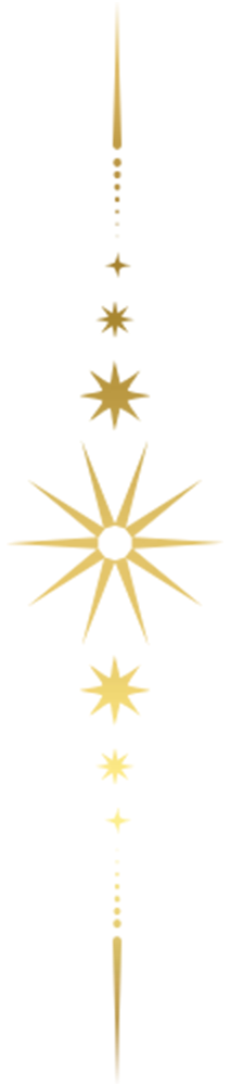 A gold decoration depicting moons and stars.