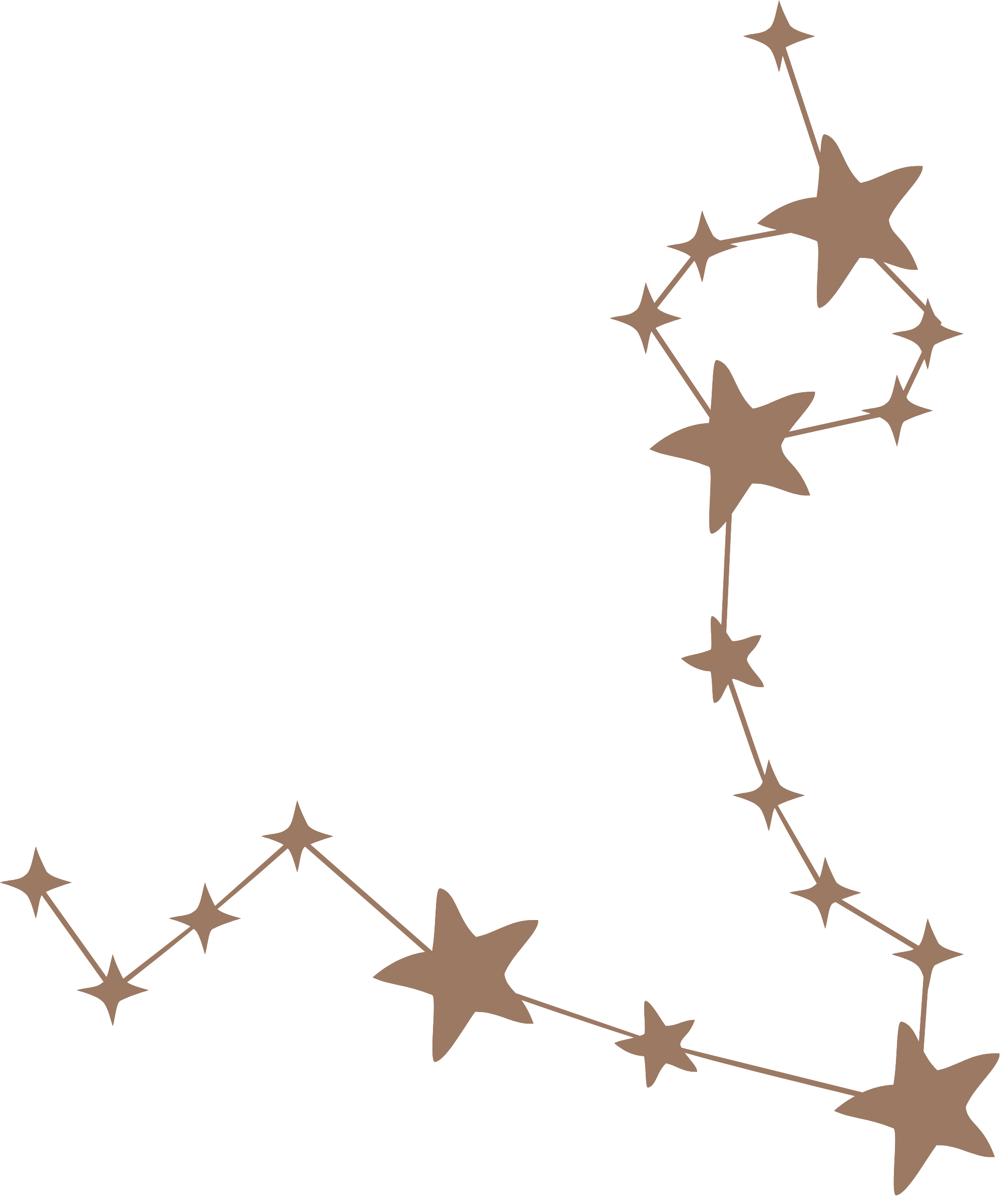 A string of stars connected by lines, forming a constellation pattern.