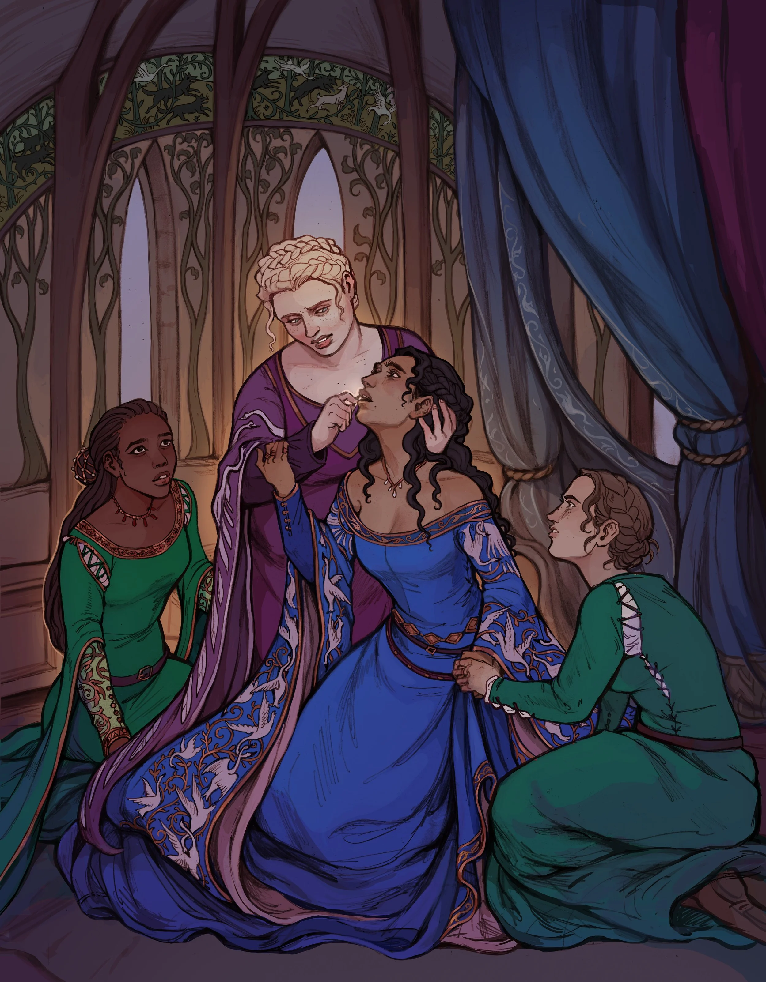 Commissioned art for Hannah Kaner's "A Snake Among Swans"