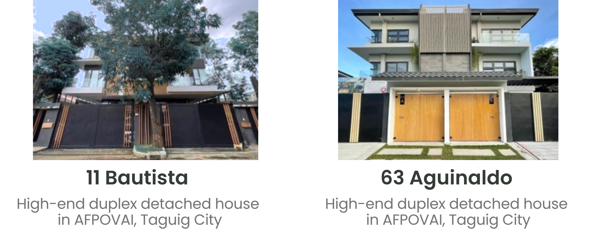 B&P Projects - 11 Bautista High-end Duplex Detached in Taguig City, 63 Aguinaldo High-end Duplex Detached in Taguig City