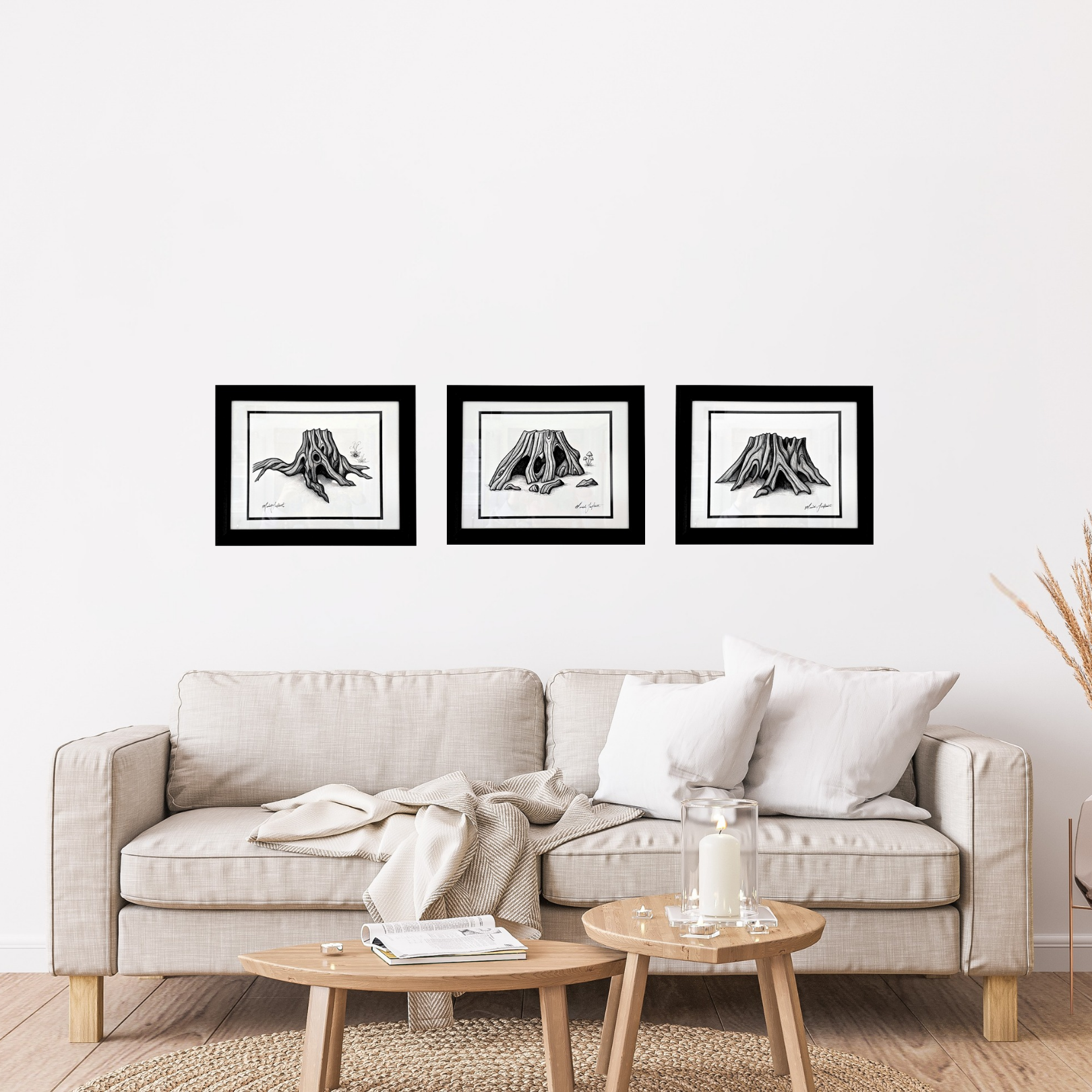 Nuetral nature home decor and wall art, framed artwork for sale, Canadian forest artwork
