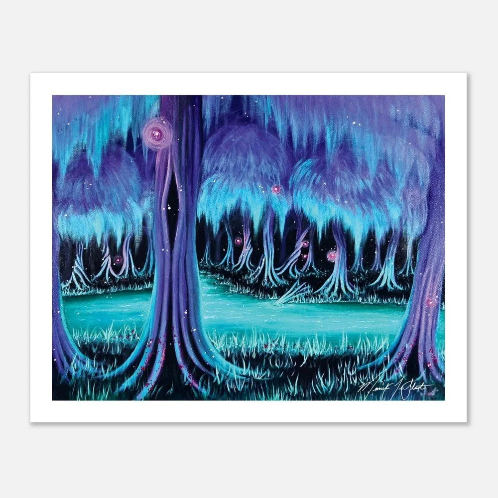 Lagoon Artwork - Fantasy Lake Art - Mystical Forest - Eclectic Artwork - Canadian Artist - Manitoba Artists - Visionary Artwork - Spiritual Artwork