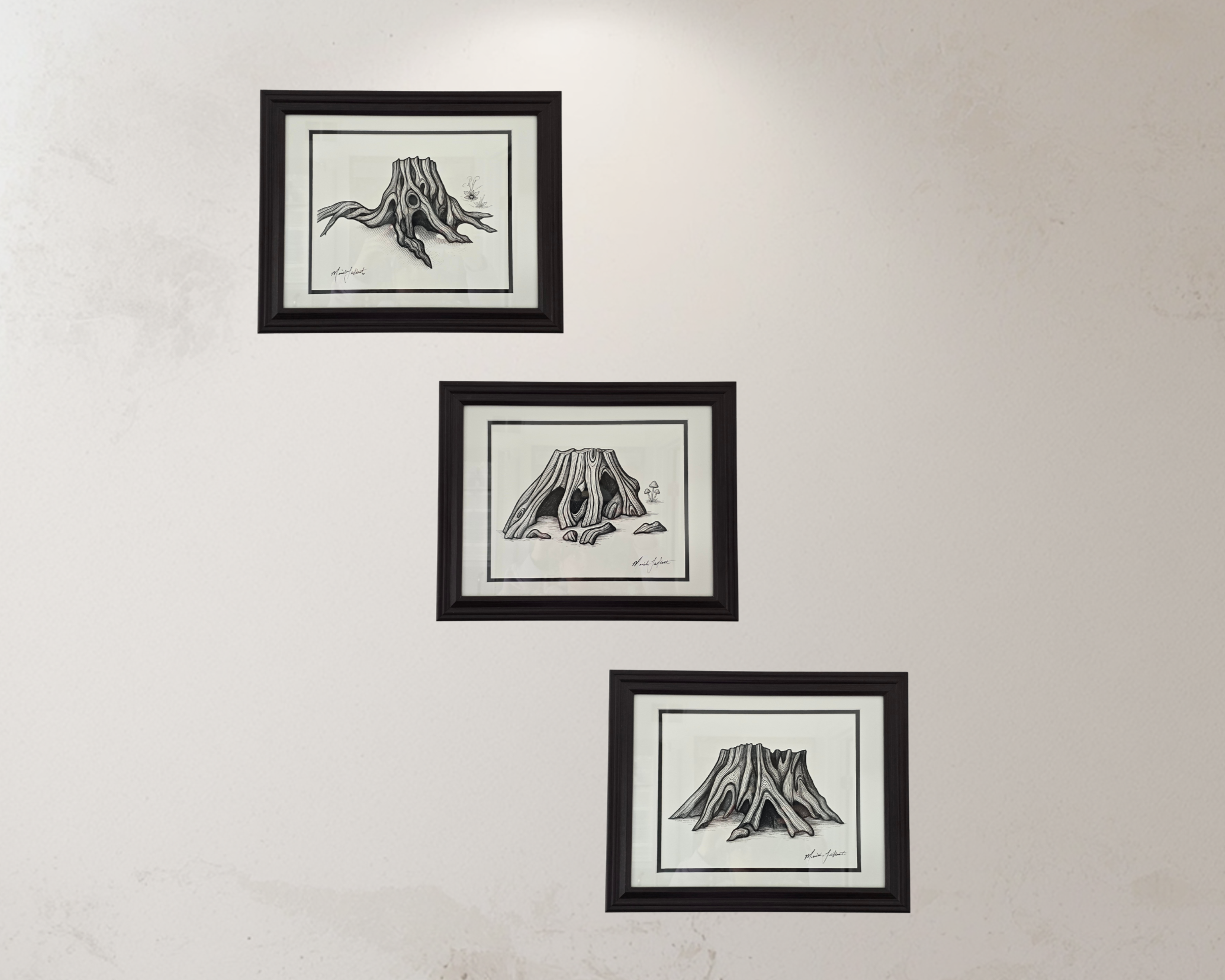 Triptych wall art, natural tree artwork, Canadian forest art, Manitoba artwork for sale