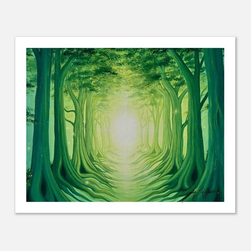 Spiritual Forest Artwork - Mystical Woodland Art - Natural Earthy Green Home Decor Canada