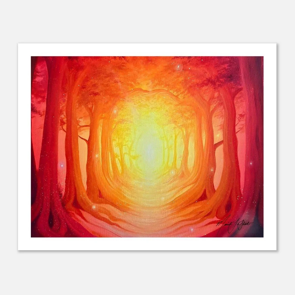 Sunlight Inspiration - Inspirational Artwork - Art for Sale Canada - Canadian Artists - Sunset Forest Art - Whimsical Forest Art - Visionary Art - Spiritual Art